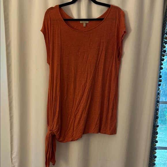 Anthropologie Tops - Anthropologie Flowy Orange Shirt with Tie